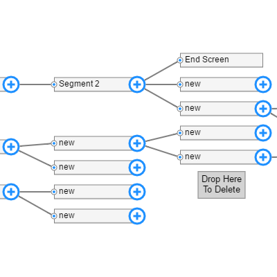 Demonstrates a flow builder where nodes/links can be created or dropped onto a recycling node.