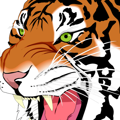 Shows a tiger rendered in SVG without using a Picture