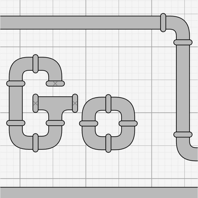 Showcasing nodes (Pipes) that can be joined, and will snap and drag together.