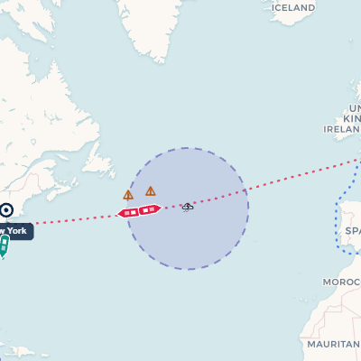 Animated container ships sail between ports on a Leaflet.js map, docking at each stop. Toggle storms that slow vessels.