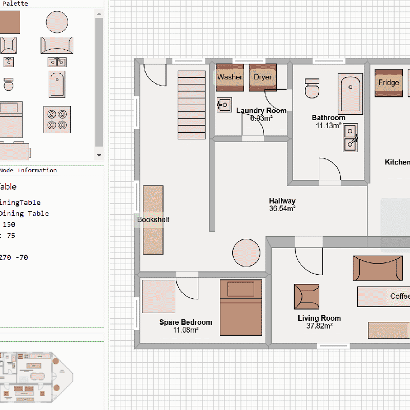 A floor planner demo app built with GoJS and Svelte